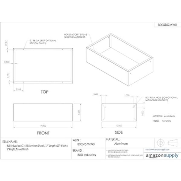 BUD Industries AC1422 Chasis de aluminio de 17 pulgadas_2