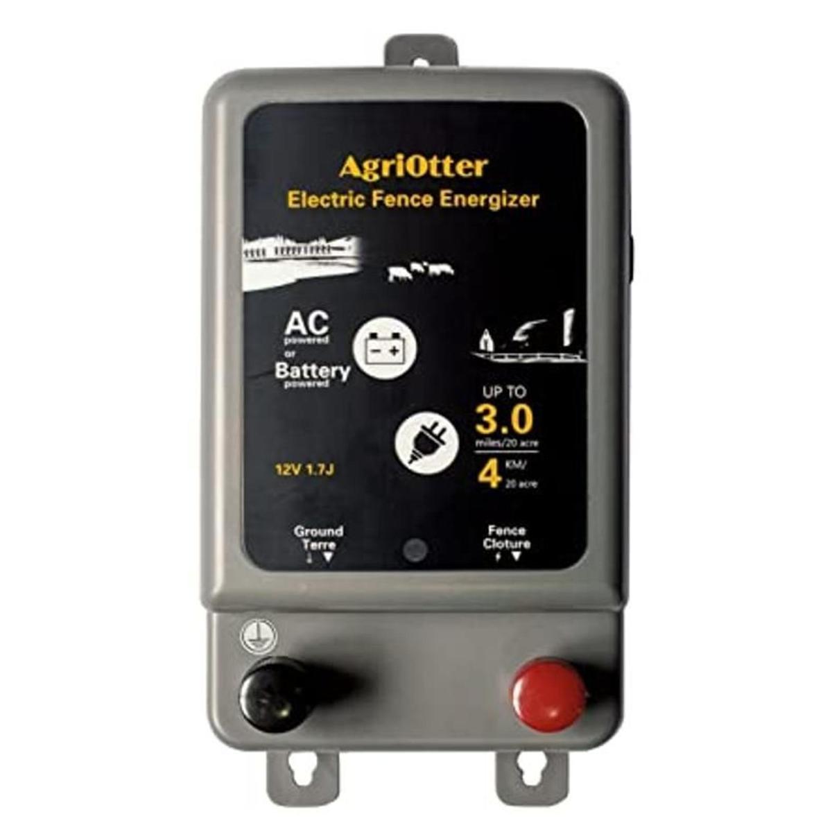 AgriOtter Energizador eléctrico de valla 15 acres 2 en 1