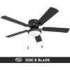 Portage Bay 50251 Hugger Ventilador de techo negro mate