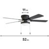 Portage Bay 50251 Hugger Ventilador de techo negro mate