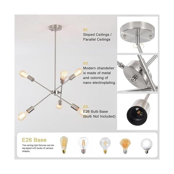 Sputnik Lámparas de araña para isla de cocina níquel_3