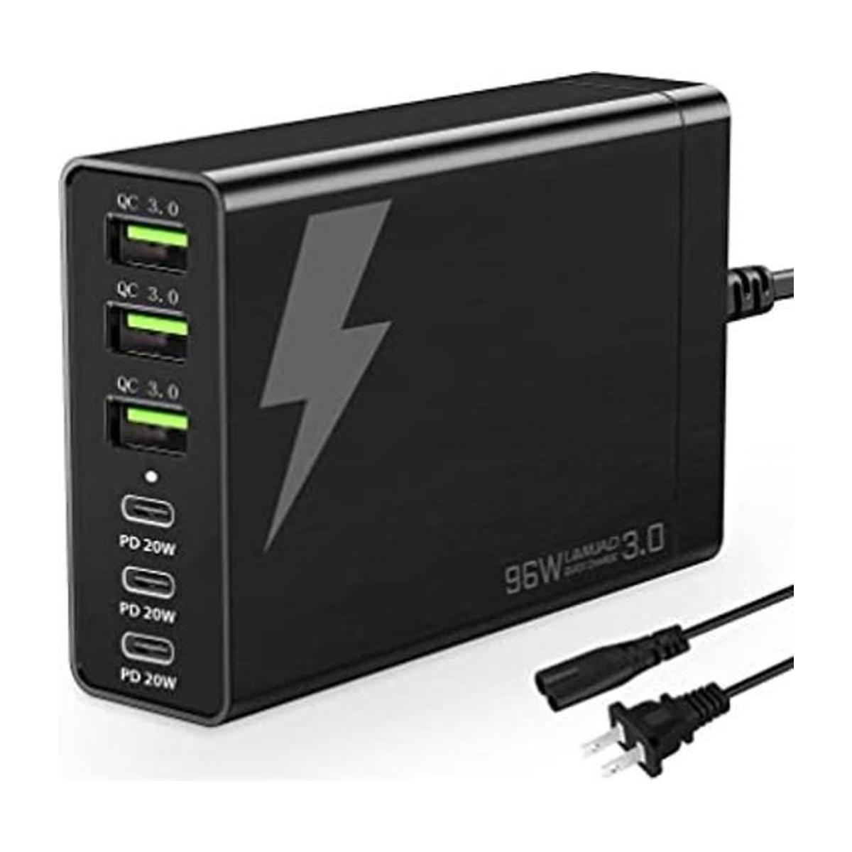 USB C Wall Charger MultiportsLAMJAD 96W 6 Port USB C