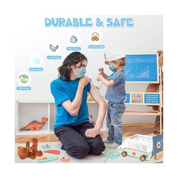 Kit médico de juguete de ambulancia de madera para niños_5