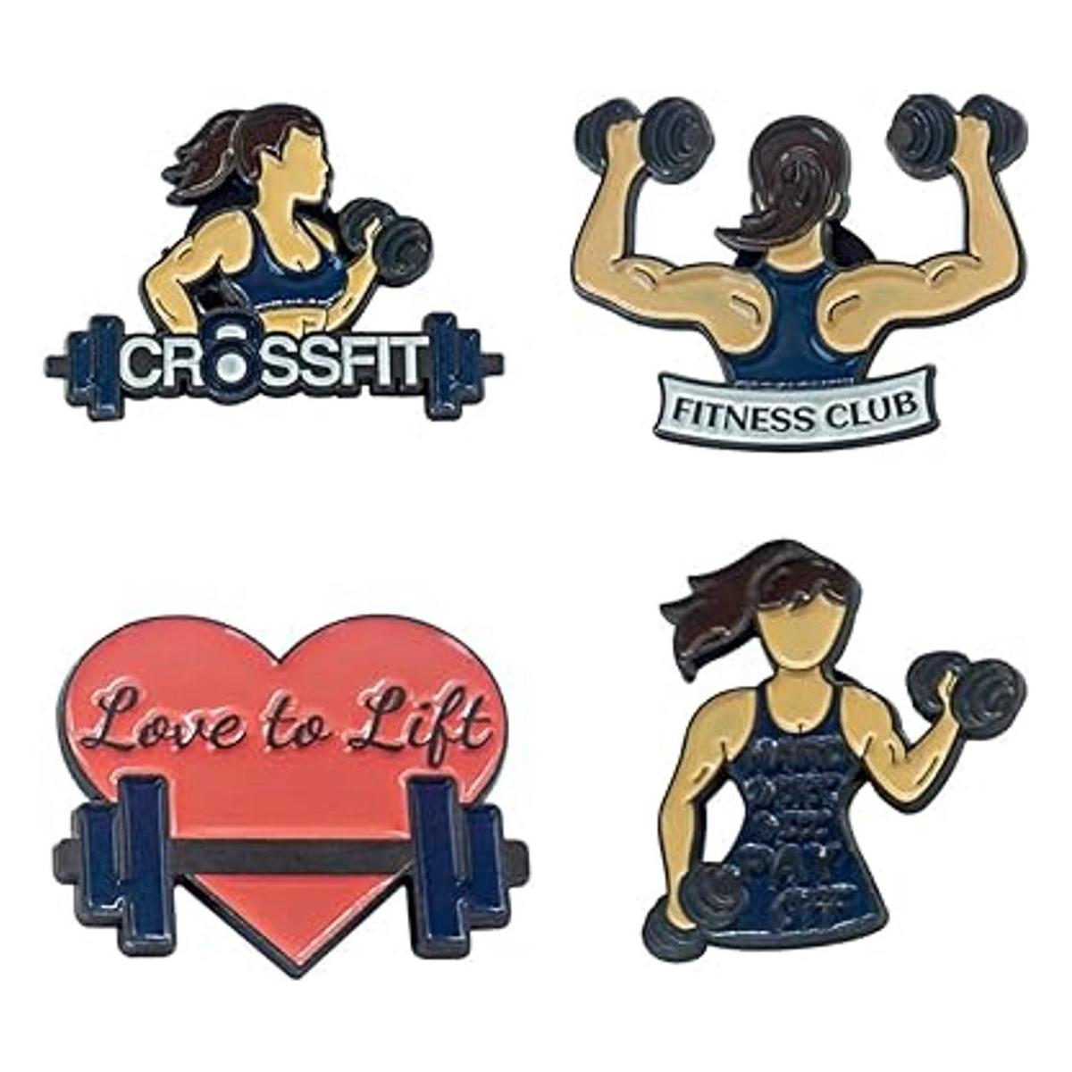LANGFON Juego de 4 pines esmaltados de fitness a granel