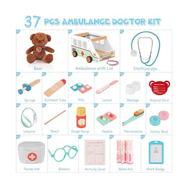Kit médico de juguete de ambulancia de madera para niños_6