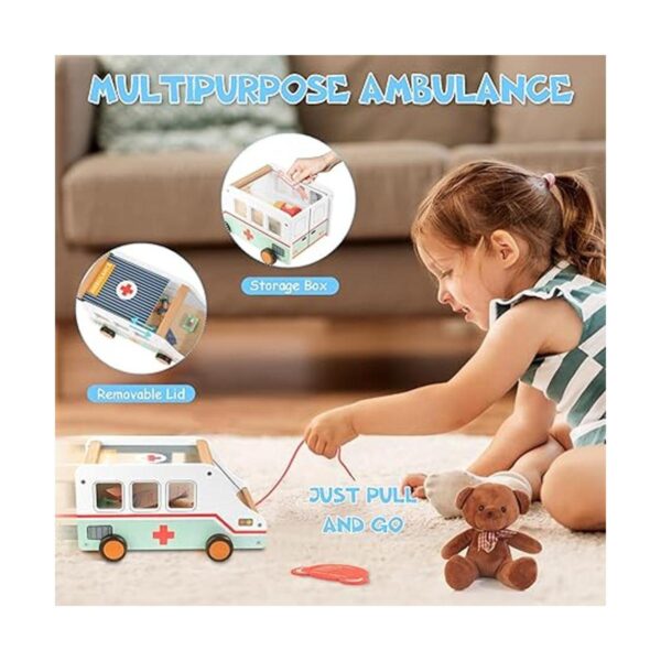 Kit médico de juguete de ambulancia de madera para niños_4