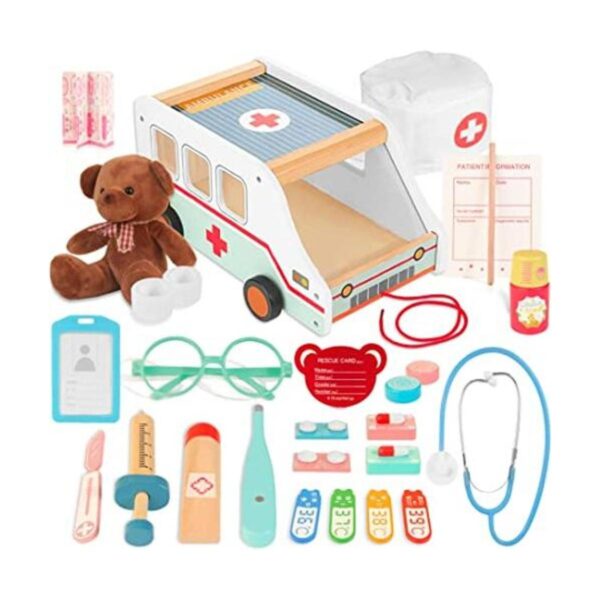 Kit médico de juguete de ambulancia de madera para niños_1