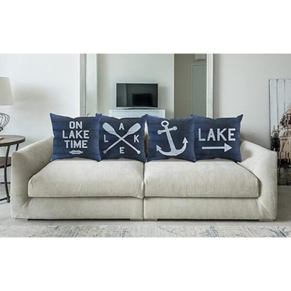 On Lake Time Juego de 4 fundas de almohada con diseño de_2