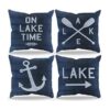 On Lake Time Juego de 4 fundas de almohada con diseño de_1