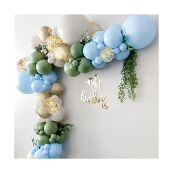 Kit de guirnalda de globos verde salvia y azul con kit de