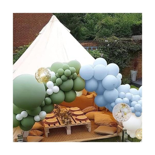 Kit de guirnalda de globos verde salvia y azul con kit de