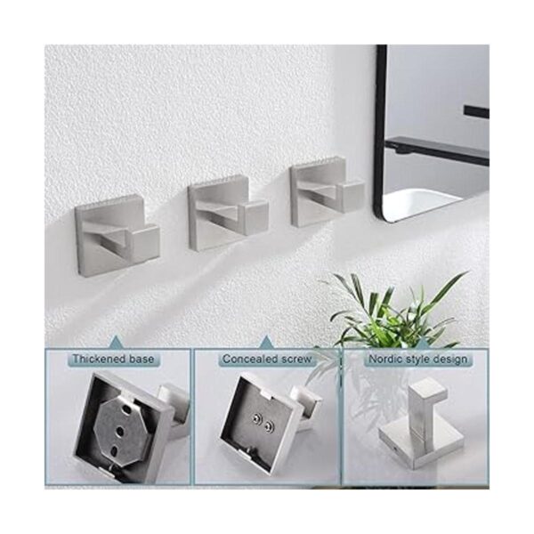 KOKOSIRI Bath Towel Hook Wall Mount Square Robe Hook Coat_6