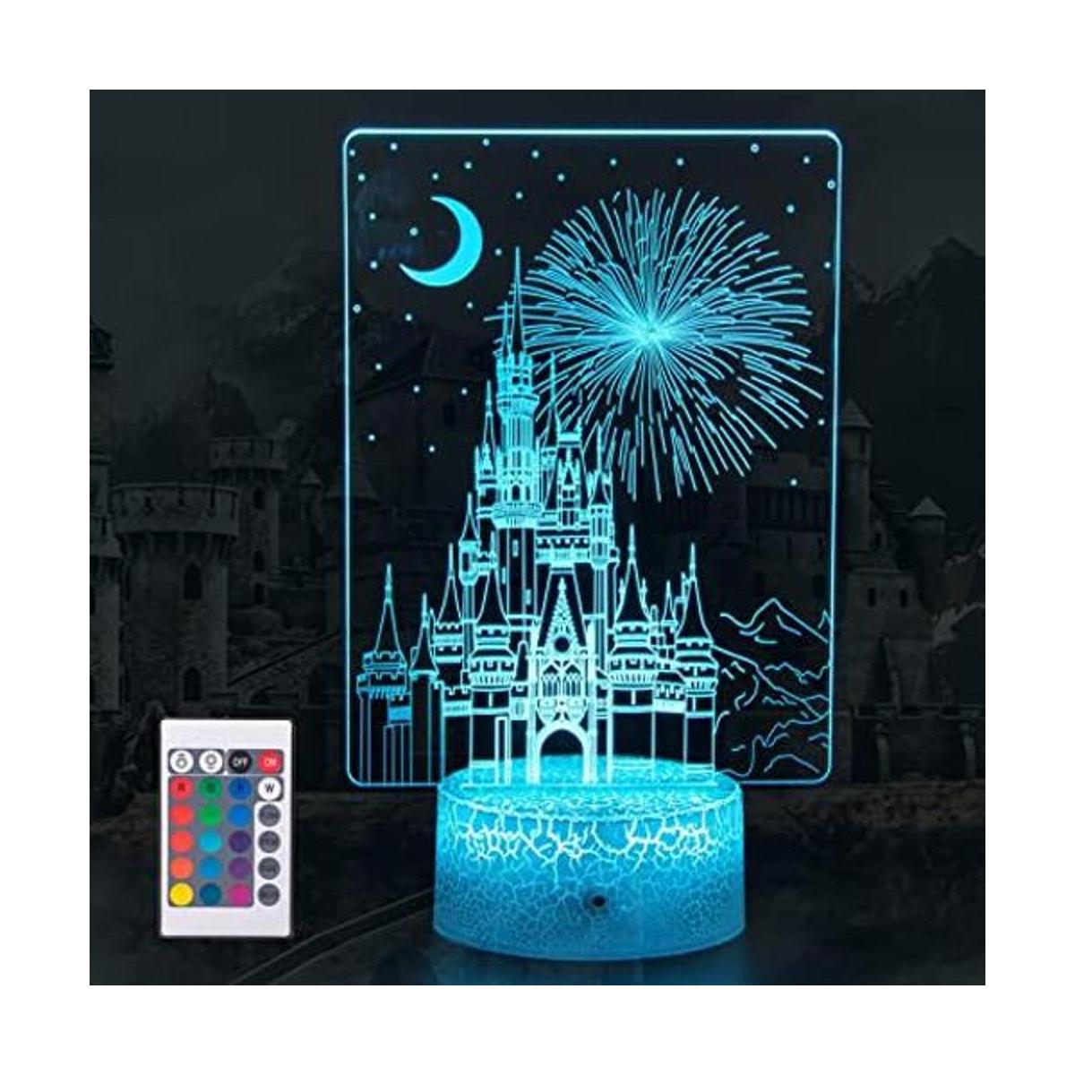 Uyeyuy Lámpara creativa de ilusión 3D Castillo Luz
