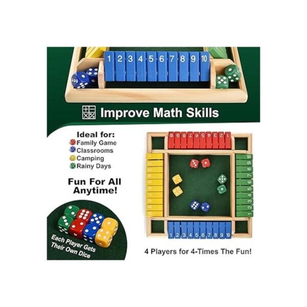 Madera Shut The Box Juego de dados para interiores ideal_5