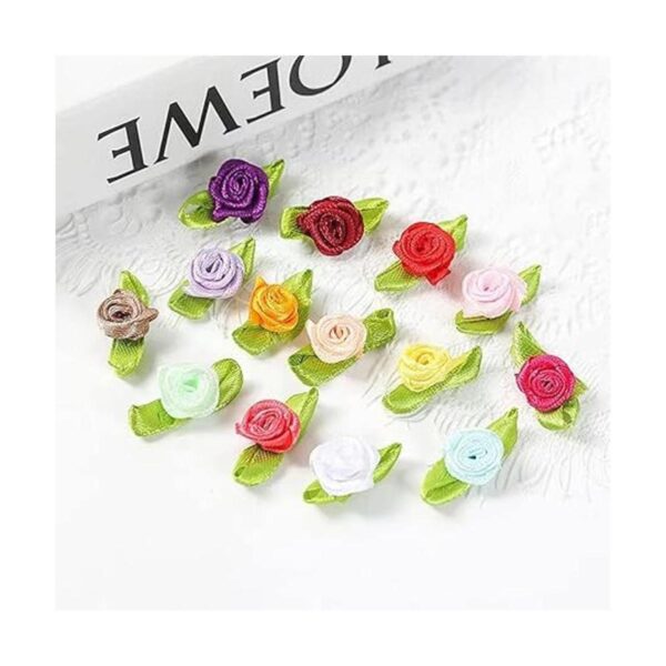 Mini rosas de cinta para manualidades 200 flores de tela