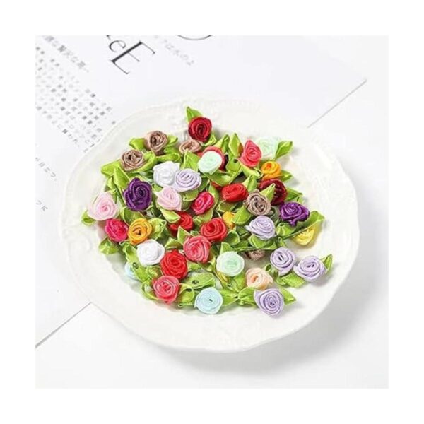 Mini rosas de cinta para manualidades 200 flores de tela
