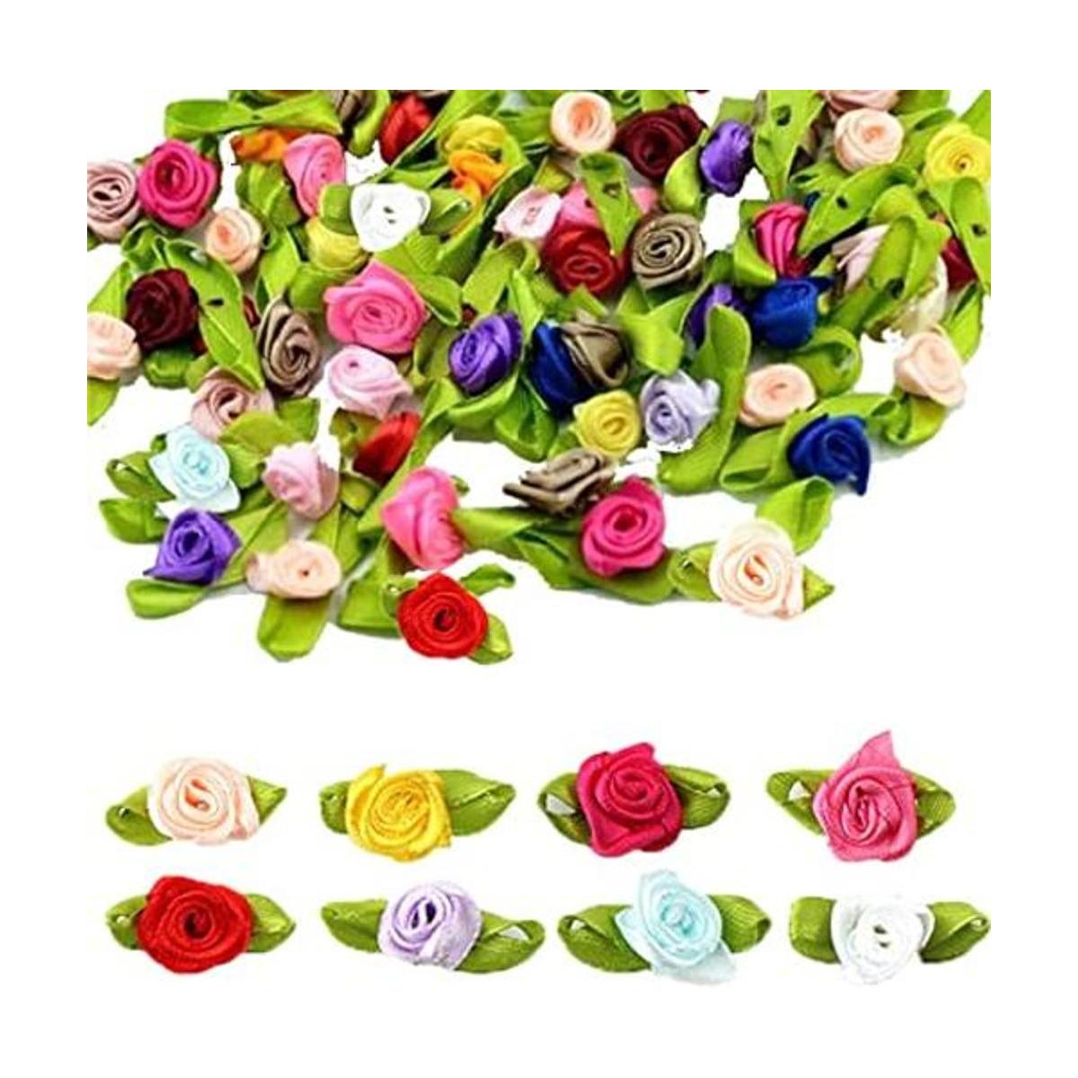 Mini rosas de cinta para manualidades 200 flores de tela