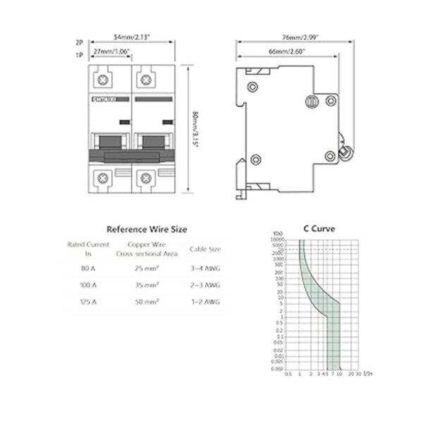 Chtaixi Disyuntor miniatura de CA 125 amperios 120 V240_3