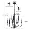 LASENCHOO Candelabro de casa de campo negro mate de 9_2