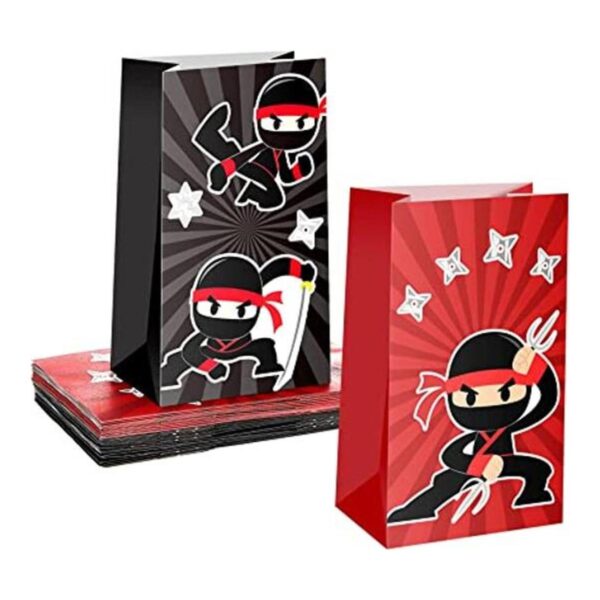24 bolsas de regalo de fiesta ninja para cumpleaños_1