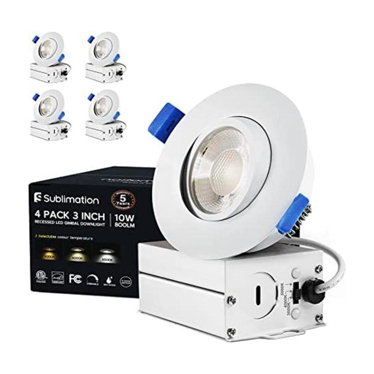 Luz LED empotrada de 3 pulgadas paquete de 4 unidades
