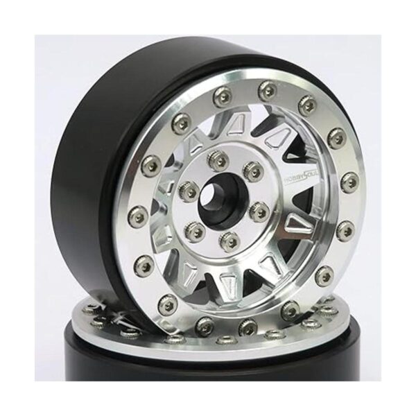 HOBBYSOUL RC 1.9 Beadlock Ruedas plateadas pesas de rueda