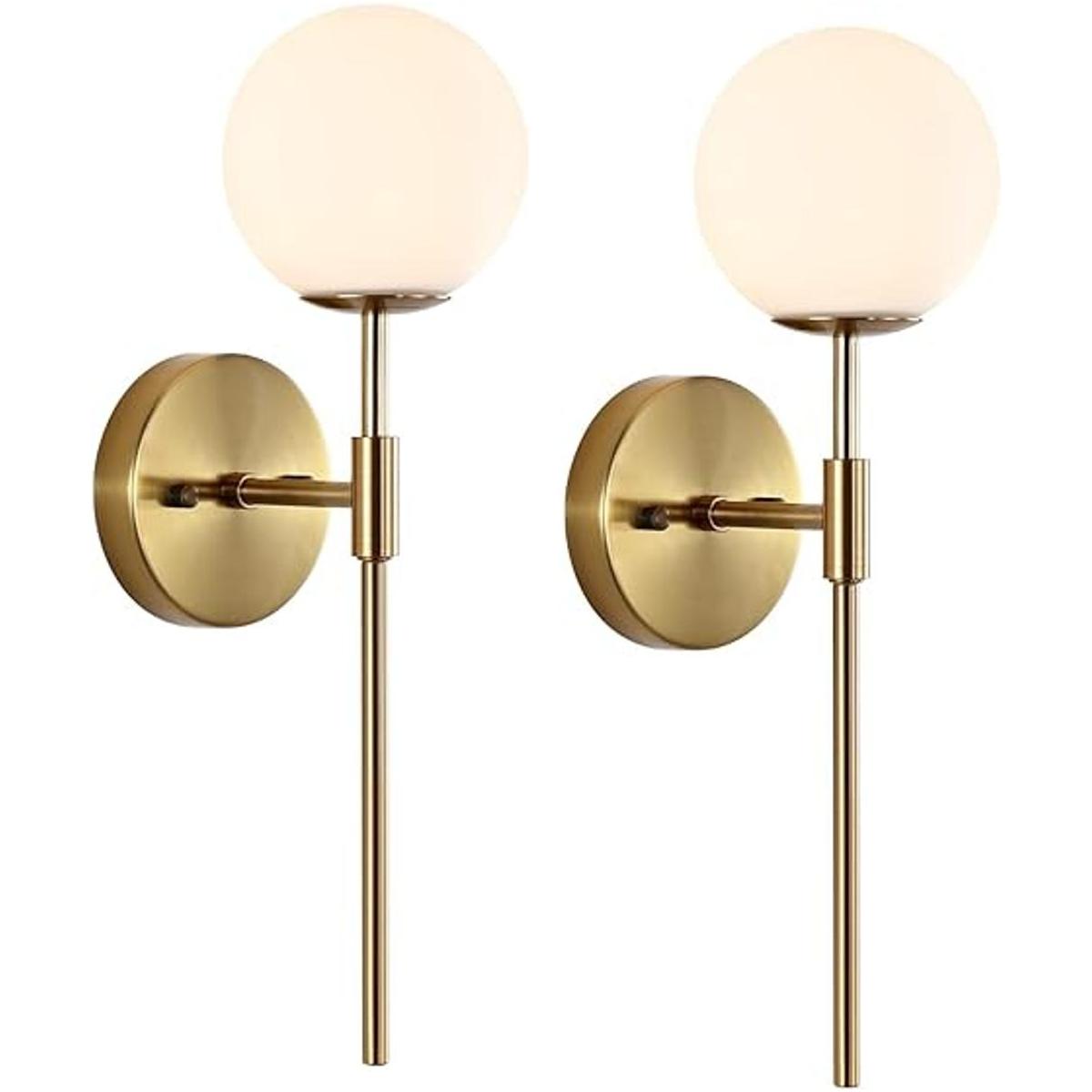 BYOLIIMA Juego de 2 apliques de pared dorados con