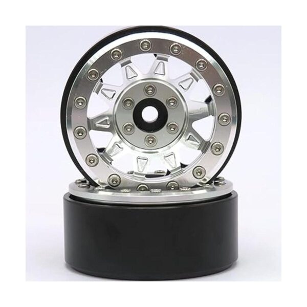 HOBBYSOUL RC 1.9 Beadlock Ruedas plateadas pesas de rueda