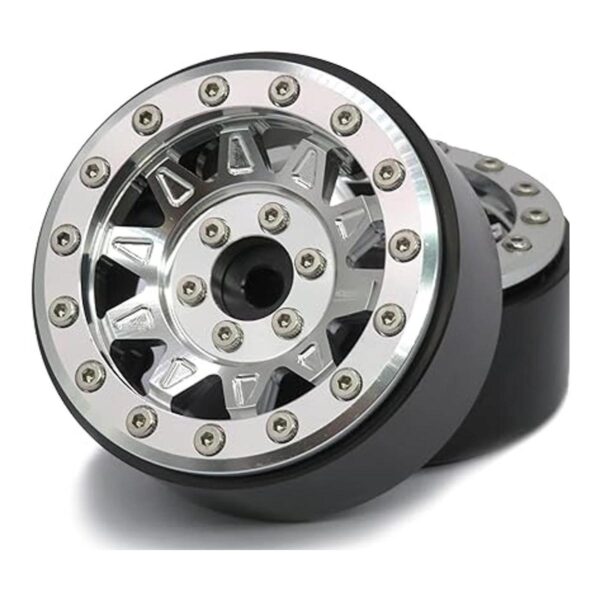 HOBBYSOUL RC 1.9 Beadlock Ruedas plateadas pesas de rueda