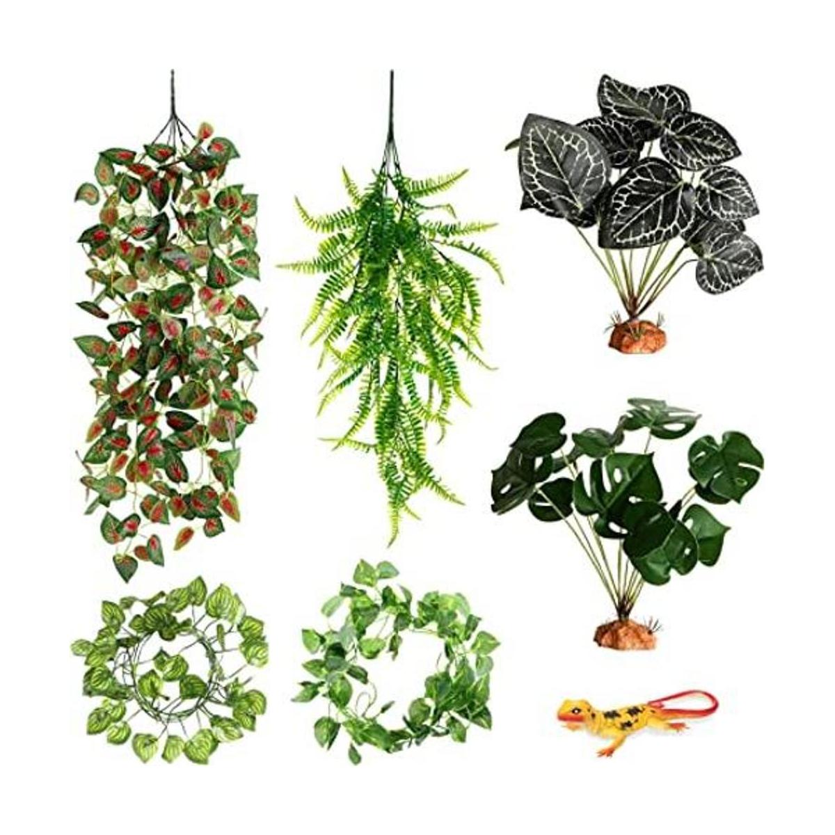 6 piezas de decoración de plantas de reptiles accesorios