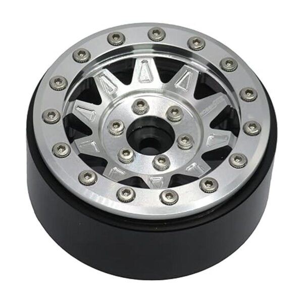 HOBBYSOUL RC 1.9 Beadlock Ruedas plateadas pesas de rueda