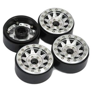 HOBBYSOUL RC 1.9 Beadlock Ruedas plateadas pesas de rueda