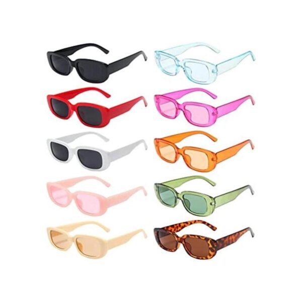 10 Pack Rectangle Sunglasses for Women Retro Narrow Square
