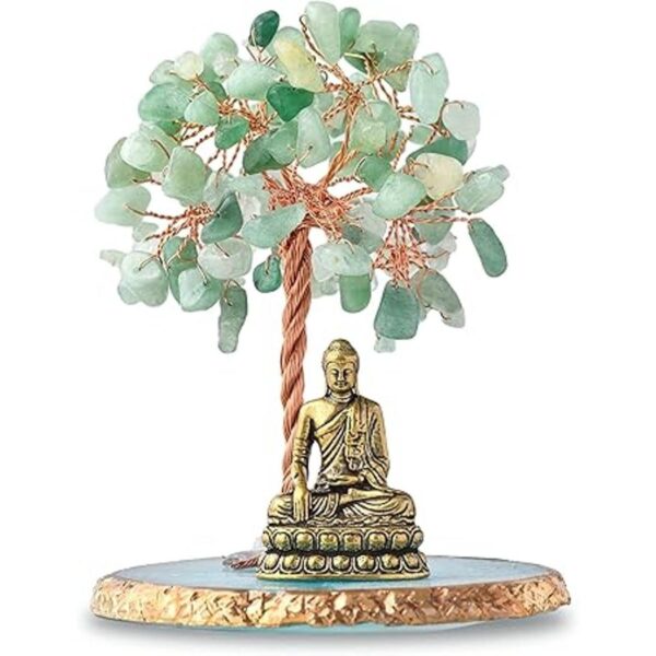 Estatua de Buda con árbol de cristal curativo árbol de la