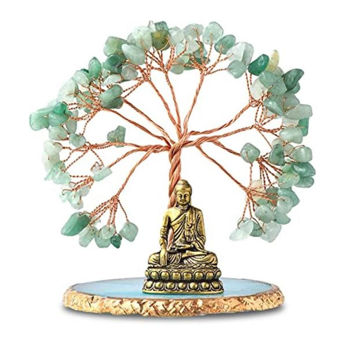 Estatua de Buda con árbol de cristal curativo árbol de la