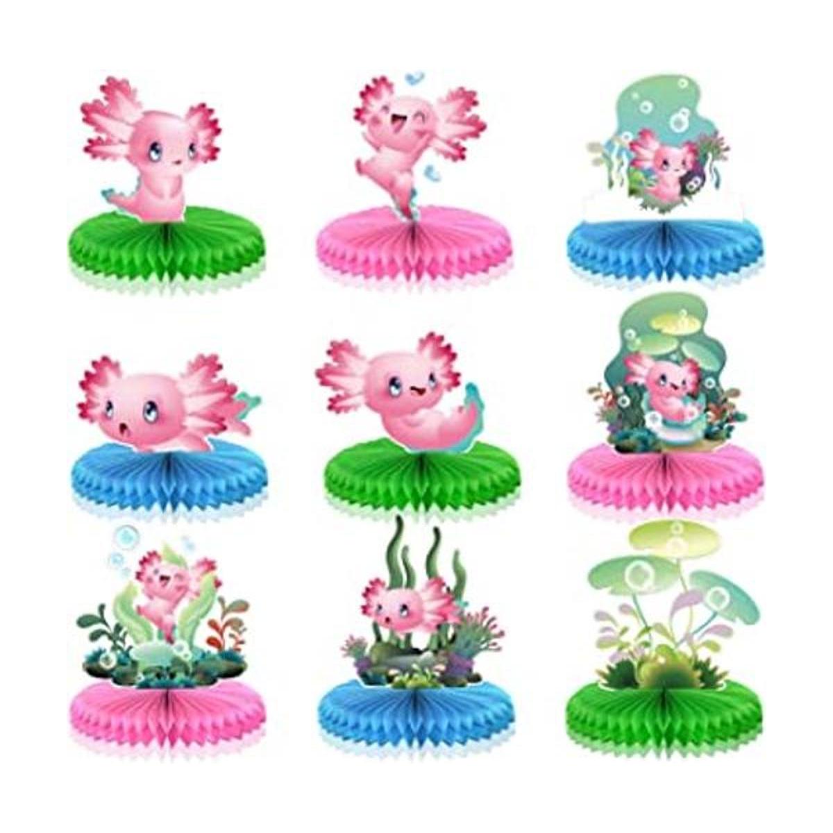 Axolotl 9 piezas de decoración de fiesta de cumpleaños