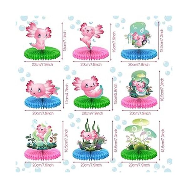 Axolotl 9 piezas de decoración de fiesta de cumpleaños_5