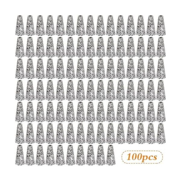 100 tapas de cuentas de aleación de plata estilo tibetano
