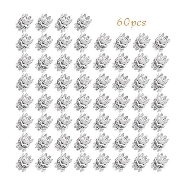 60 piezas chapadas en plata con doble filigrana de cuentas