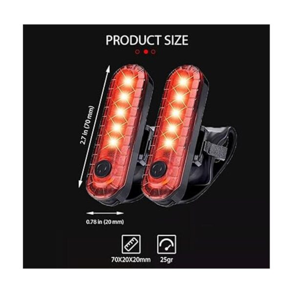 tmelam Juego de luces LED recargables USB para bicicleta_2