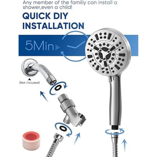Pavezo High Pressure Shower Head with Handheld Extra Long_6