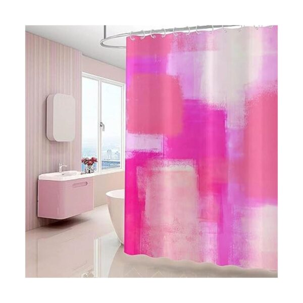 GCIREC Cortina de ducha rosa intenso acuarela rosa