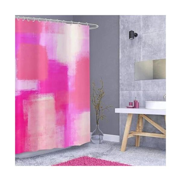 GCIREC Cortina de ducha rosa intenso acuarela rosa