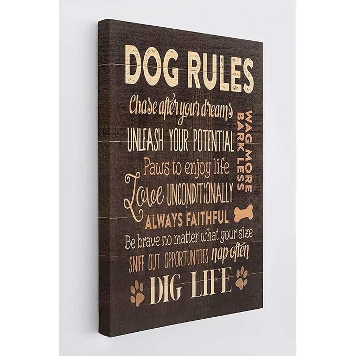 Dog Rules Lienzo decorativo para pared diseño de perro