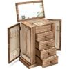 Emfogo Joyero para mujer joyero grande de madera de 5_1