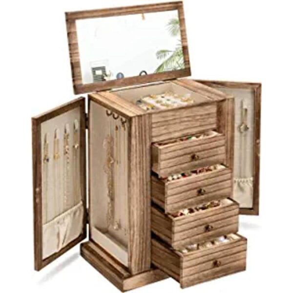 Emfogo Joyero para mujer joyero grande de madera de 5_1