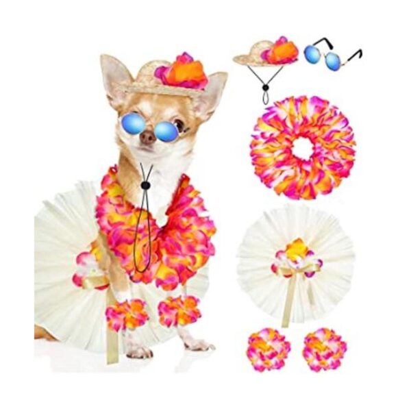 6 piezas de disfraz hawaiano para perros de Halloween_1
