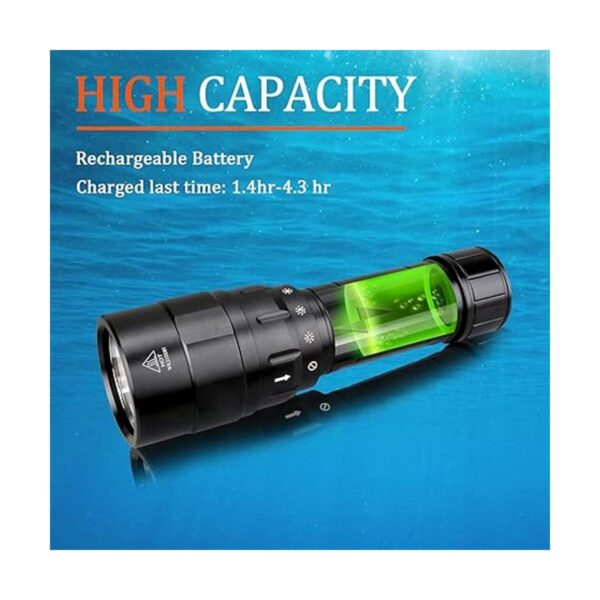 Linterna de buceo D10 4500 lúmenes luz submarina_2