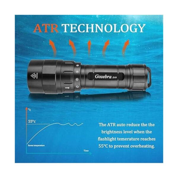 Linterna de buceo D10 4500 lúmenes luz submarina_4