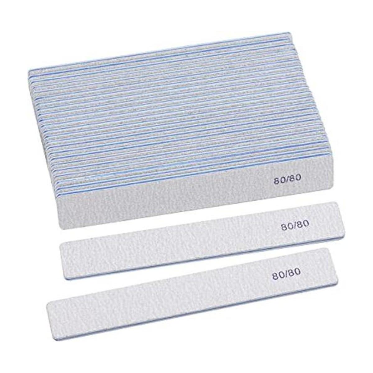 25 limas rectangulares de grano 80 para uñas acrílicas